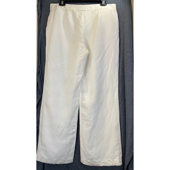 Nine West Women’s 10 White The Neo Classic Linen Blend Pockets Wide Leg Pants - Picture 2 of 12